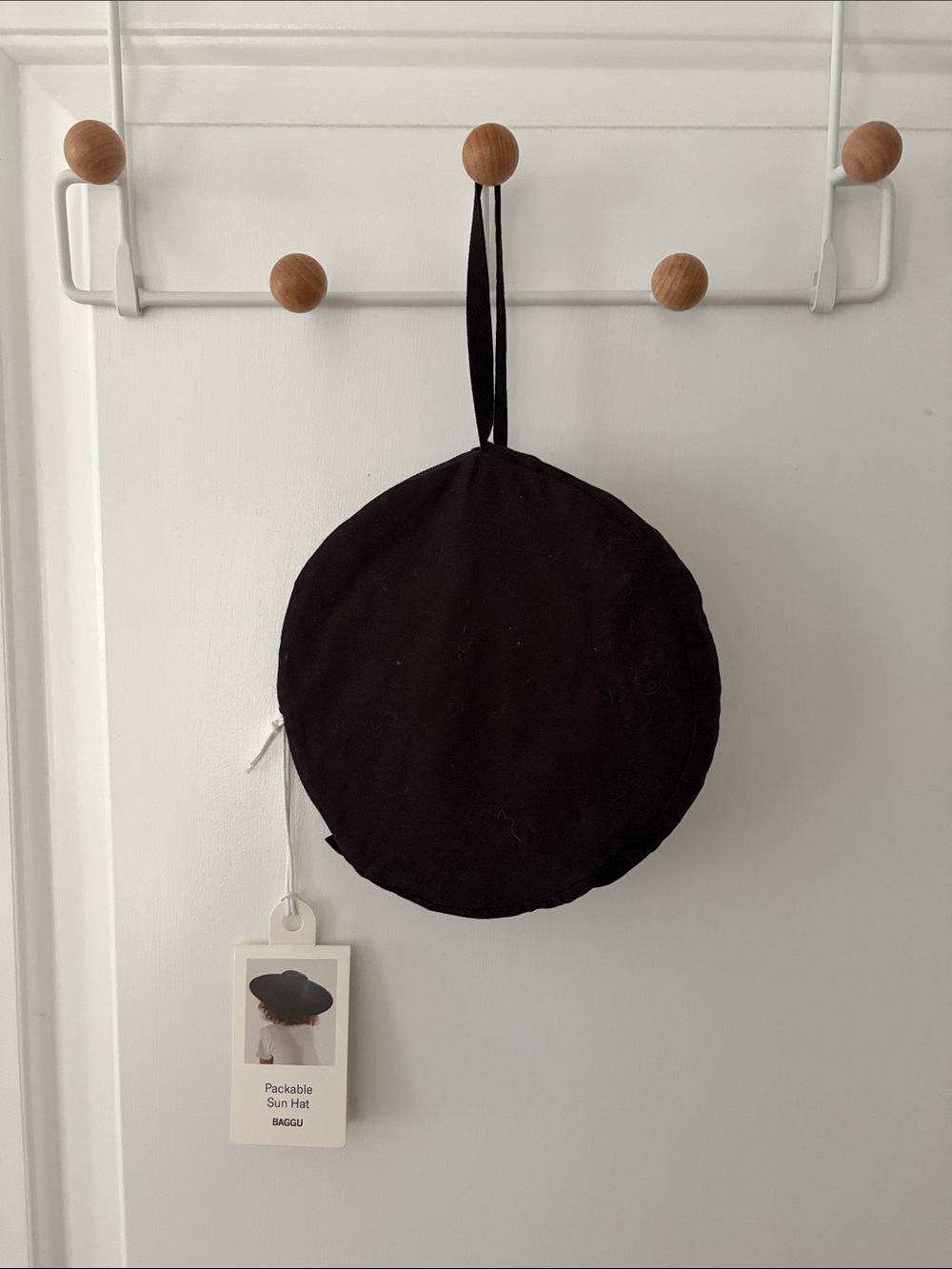 BAGGU Black Packable Sun Hat with Hanging Loop